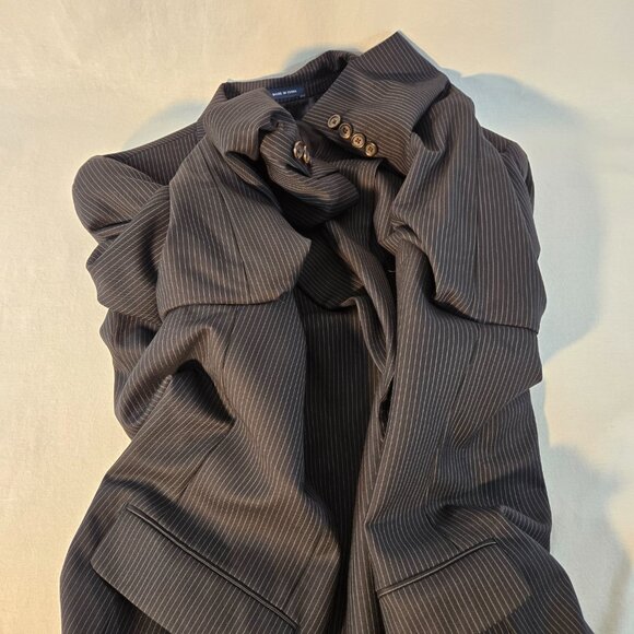 RALPH LAUREN Dillard's BLACK 100% Wool WHITE Pinstripe Blazer Men's Size 50R. - Picture 10 of 17